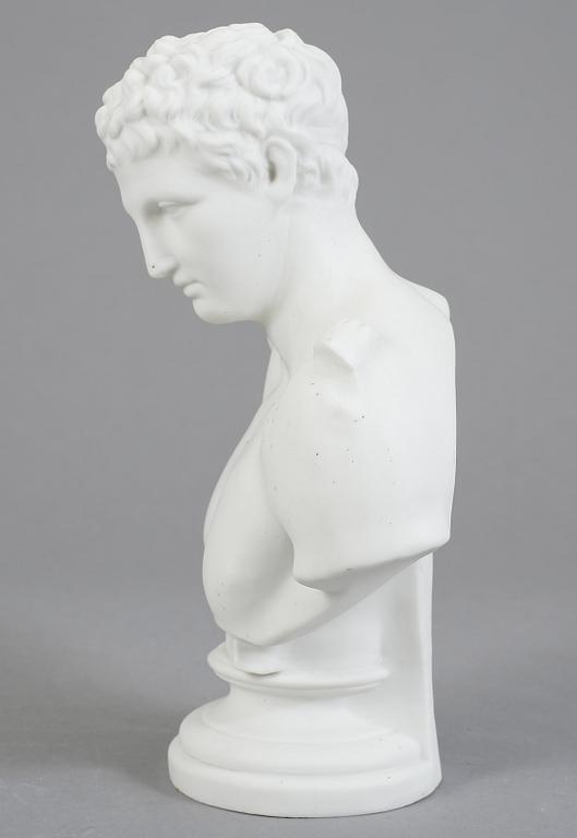 SKULPTUR / BYST, parian, Gustavsberg, daterad 1894.