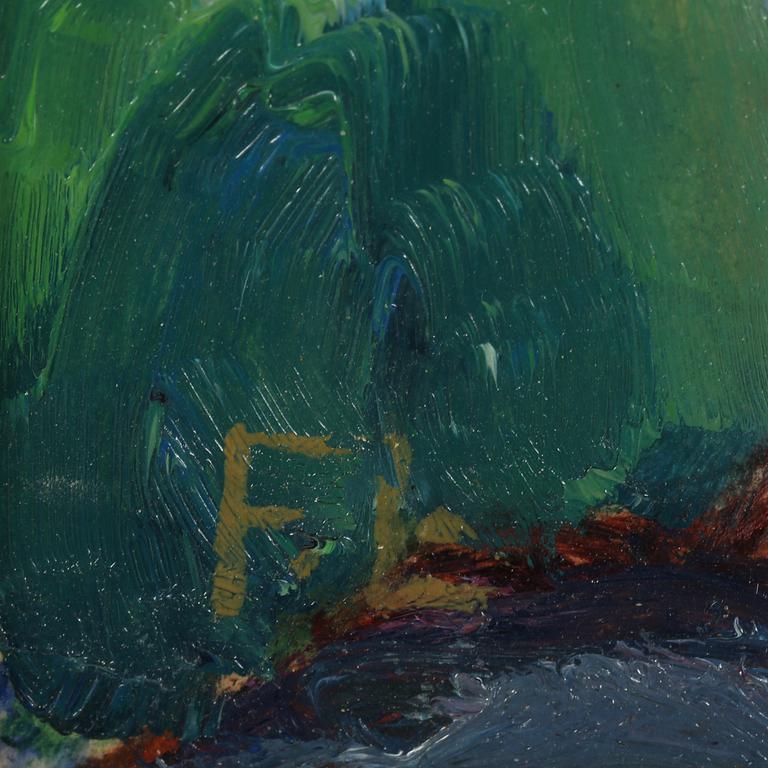 FRANS LARSSON, olja på pannå, monogramsignerad.