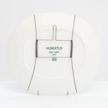 Dorrit von Fieandt, a porcelain dish, signed DF and marked Hubertus Pro Arte 1993 Arabia Finland.