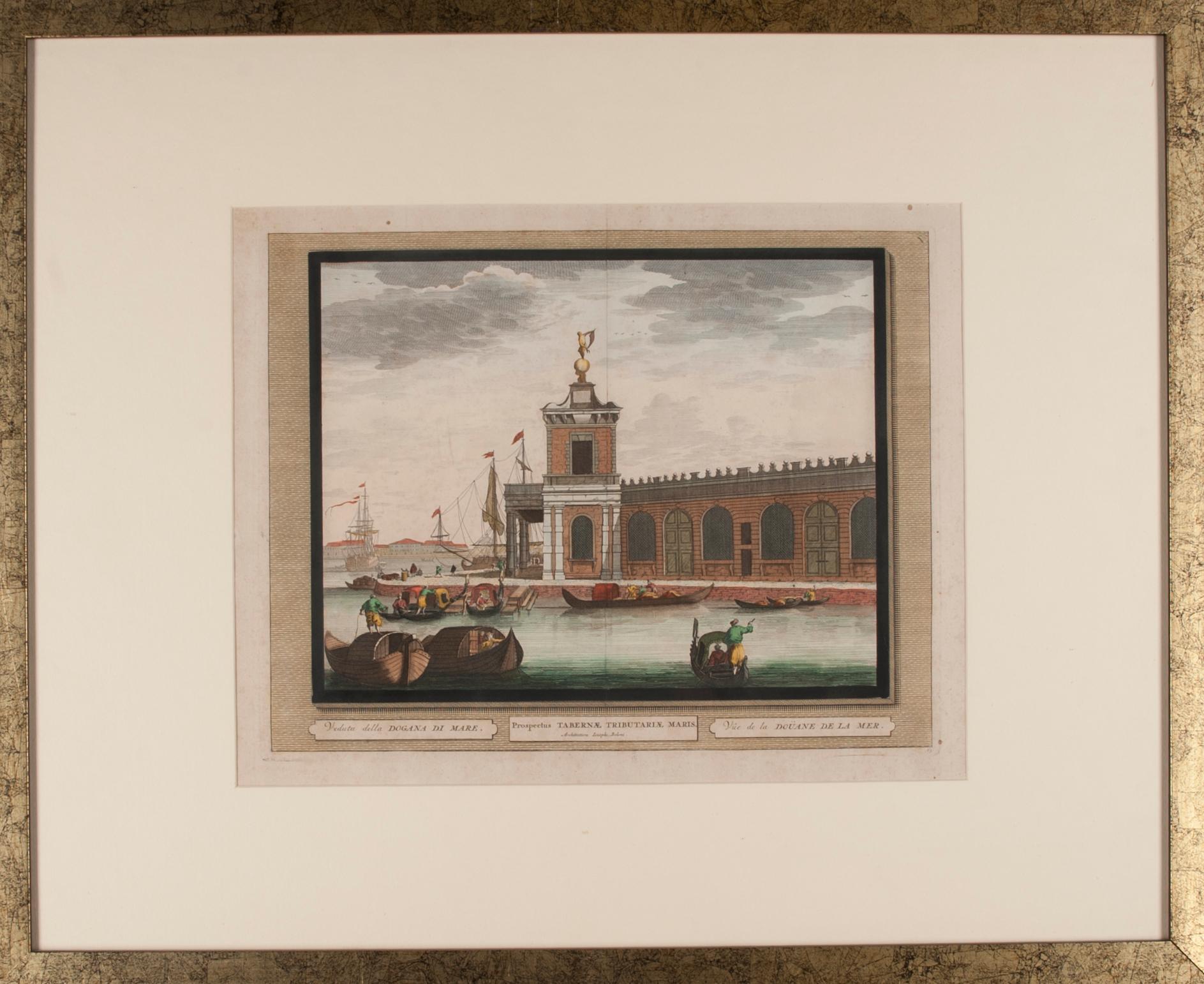 KOPPARSTICK, 6 st, handkolorerade, Venedig, 1700-tal.