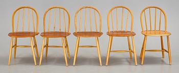 STOLAR, 4 + 1 st, varav 4 st"Fanett", Ilmari Tapiovaara för Edsbyverken, 1950-60-tal.
