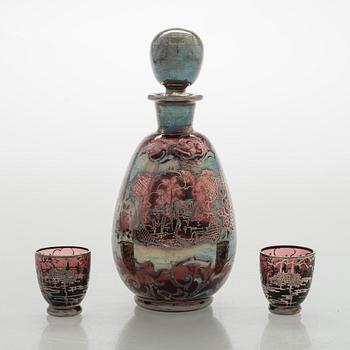 Two similar glass sets, Middle European 1950s.