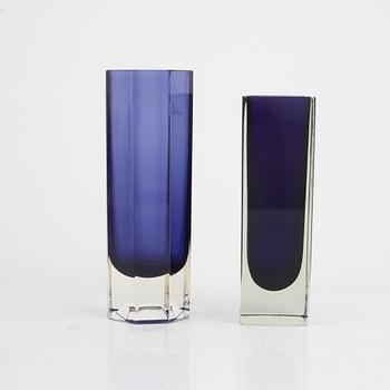 Vases, 2 pcs, glass, Nuutajärvi, Notsjö, Finland, including "Mutter", Kaj Franck.