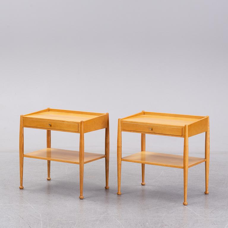 A pair of oak bedside tables, Nordiska Kompaniet, 1960's.
