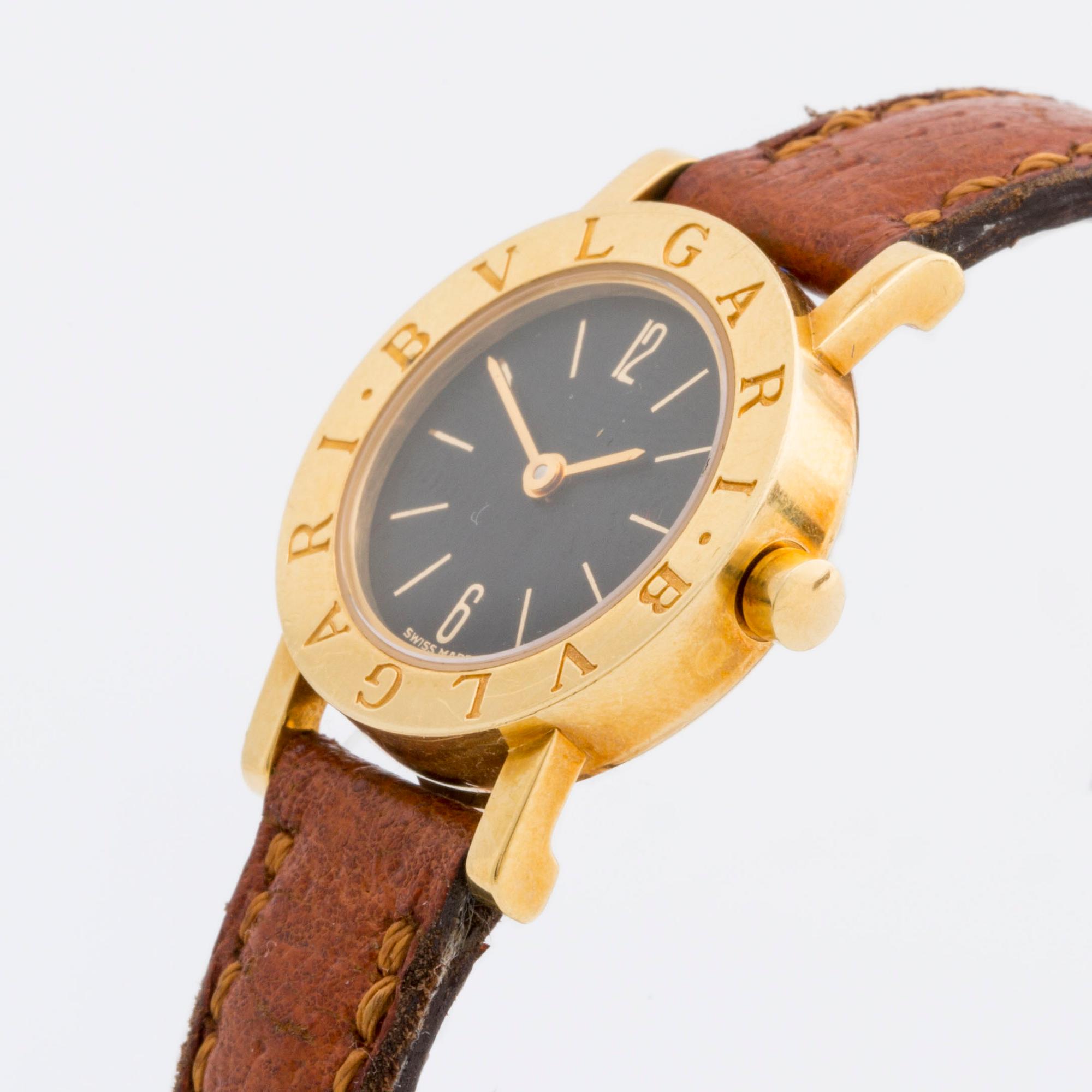 BVLGARI, wristwatch, 18K gold, 23 mm, Ref nr BB 23 GL, black dial, quartz.