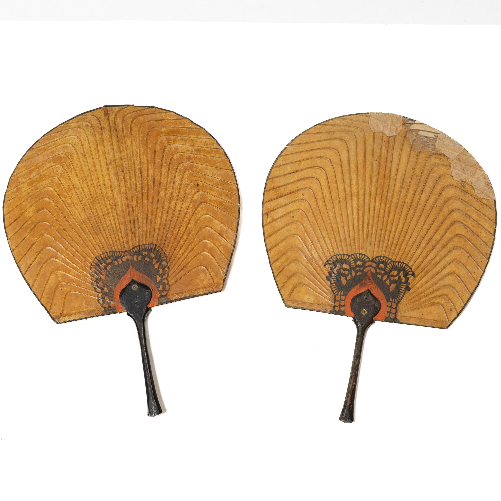 Fläktor, 12 stycken, papp. Sen Qingdynasti/tidigt 1900-tal.