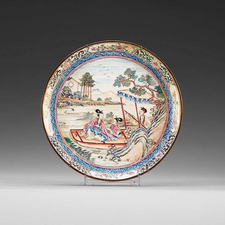 An enamel on copper dish, Qing dynasty, 19th Century.