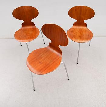 STOLAR, 3 st, "Myran", Arne Jacobsen, Fritz Hansen, 1900-talets mitt.