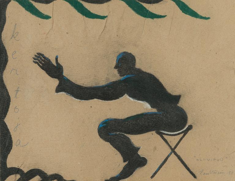 Hannu Väisänen, mixed media, signed and dated-87.