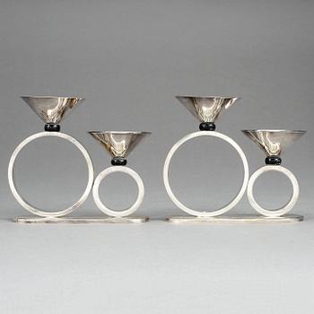 KANDELABRAR, ett par, nysilver, N.F.S, art déco, 1930/40-tal.