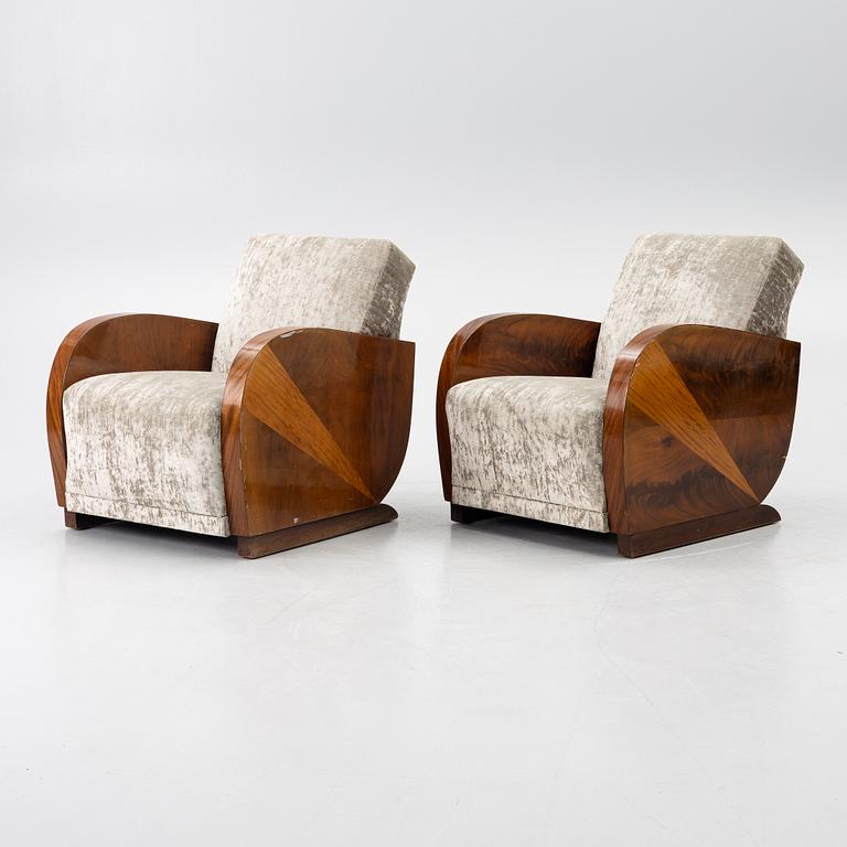 A pair of armchairs, 1930s-40s.