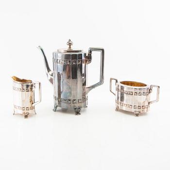 Coffee service 3 dlr CG Hallberg silver plate early 20th century.