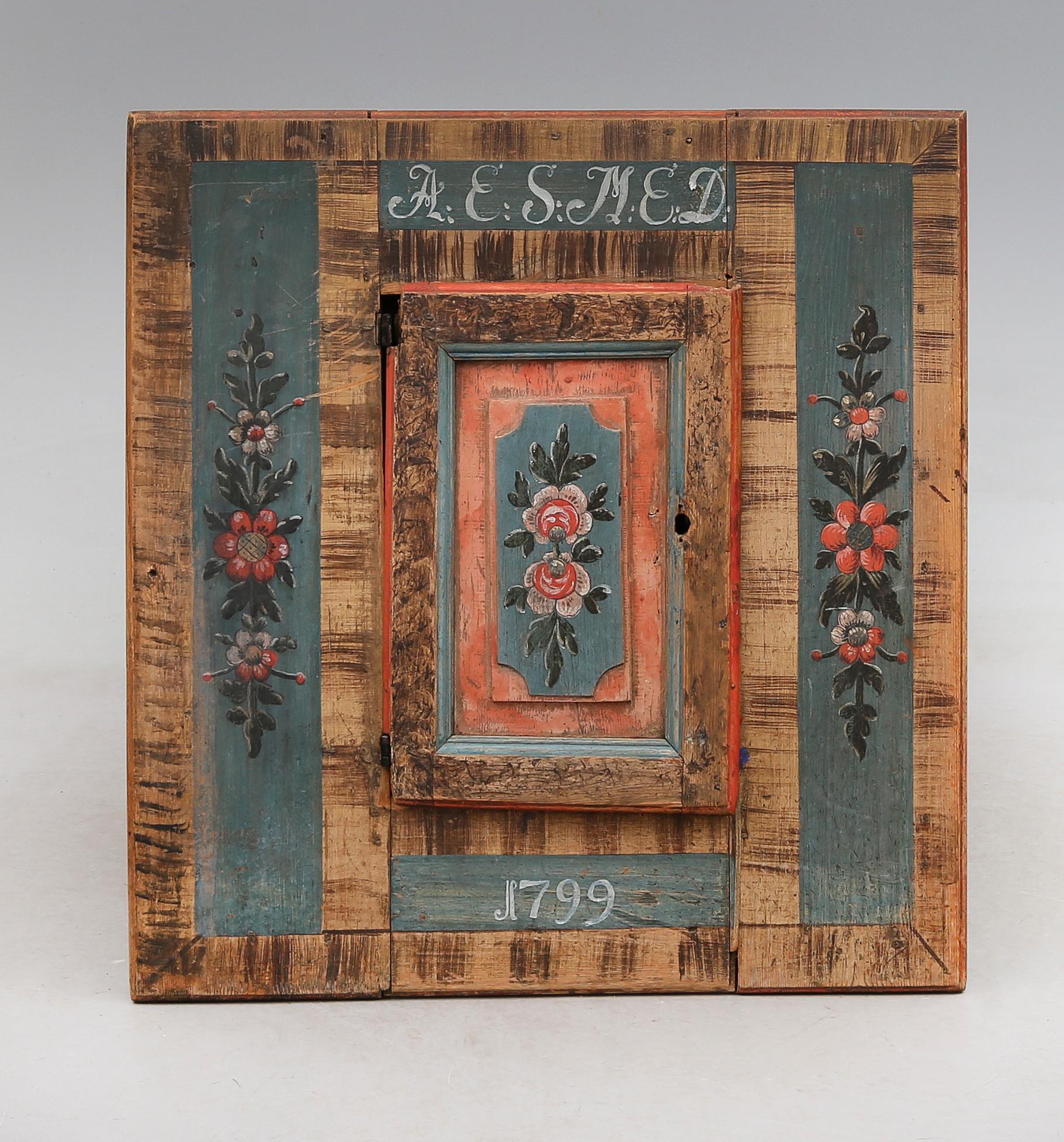 VÄGGSKÅP, allmoge omkring år 1800.