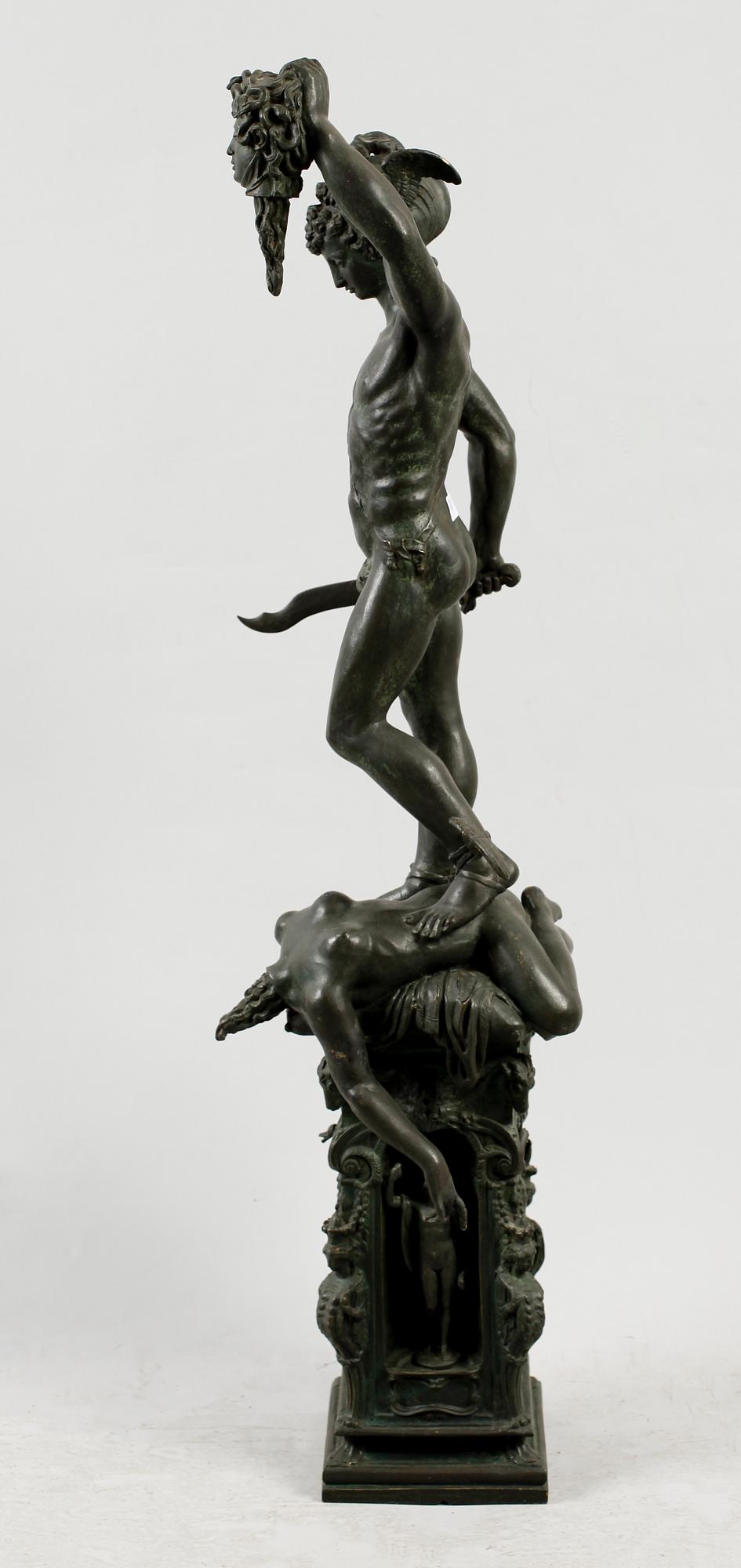 SKULPTUR, brons, efter Benvenuto Cellini, 1800-/1900-tal. H ca 95.