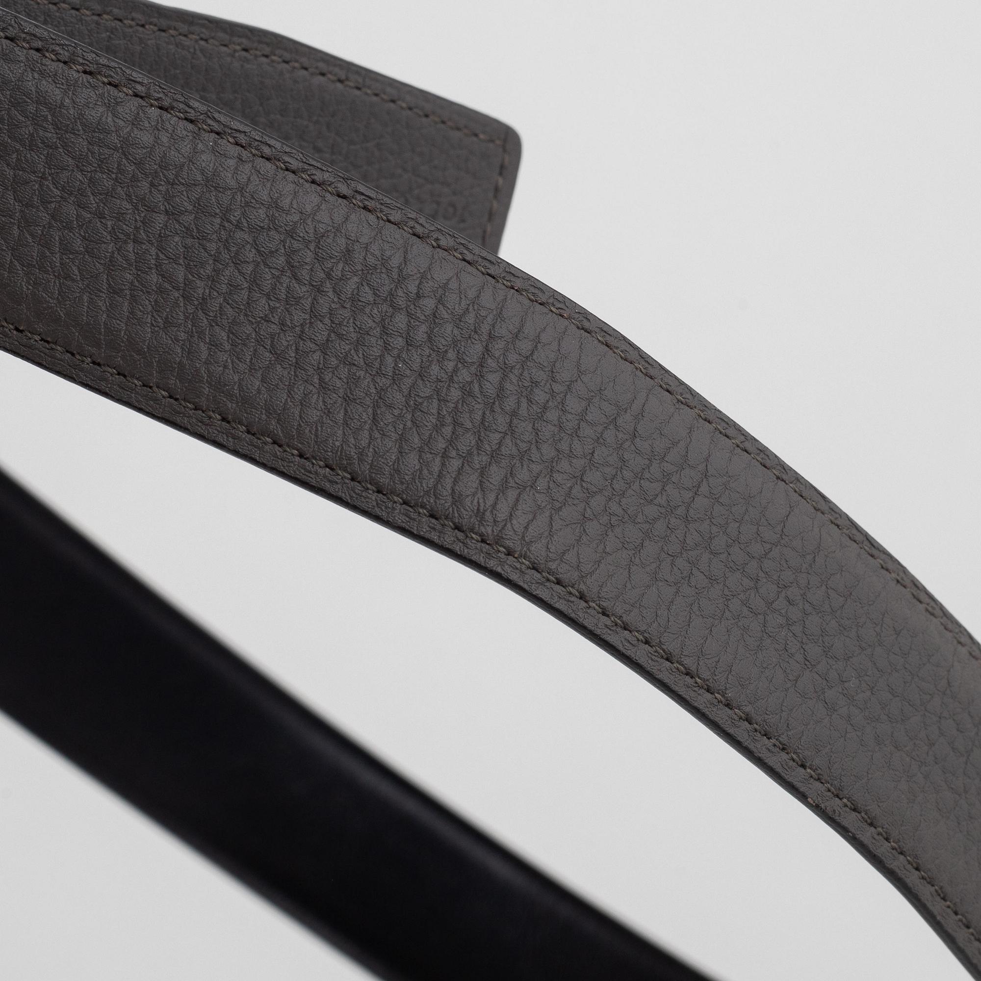 Hermès, belt, "H Guillochee belt buckle & reversible leather strap".