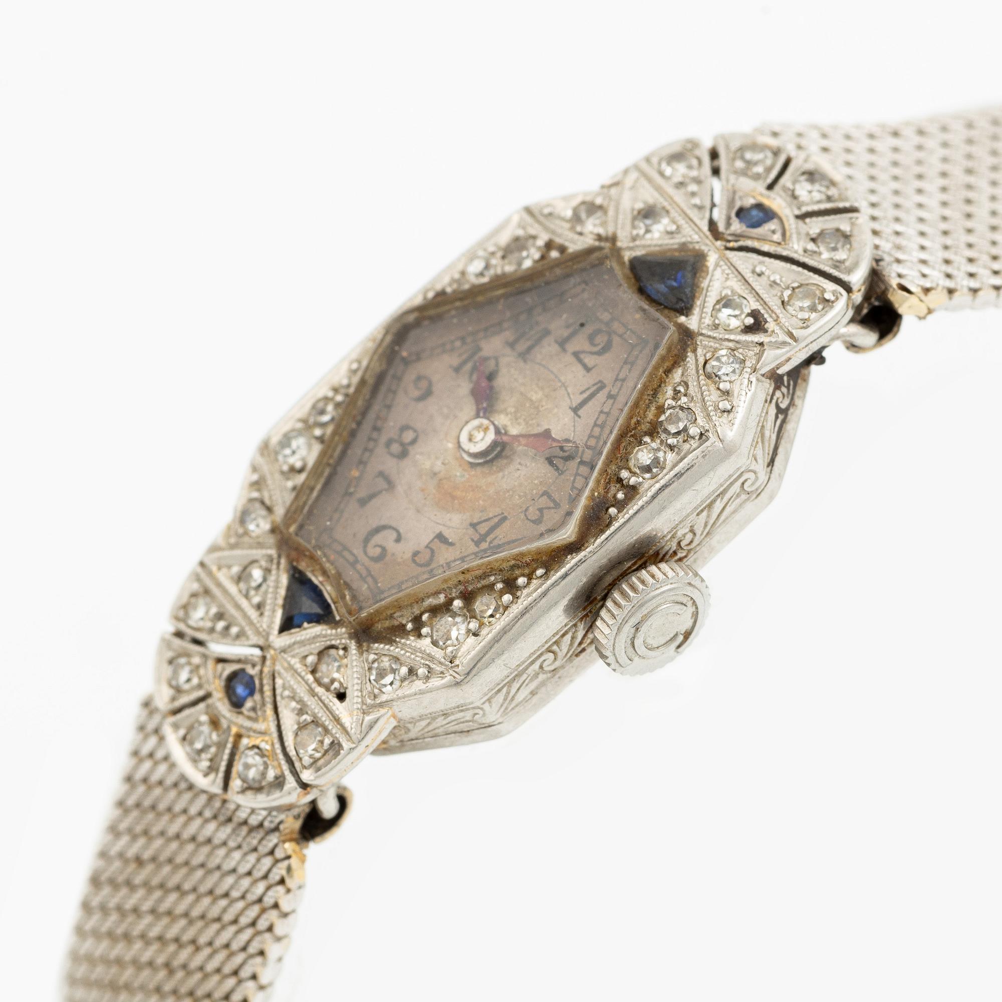 Wristwatch, Platinum/White gold, 14 mm.
