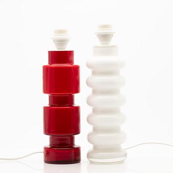 Peo (Per-Olof) Ström, Table lamps, 2 pcs, glass, Alsterfors, 1960s.