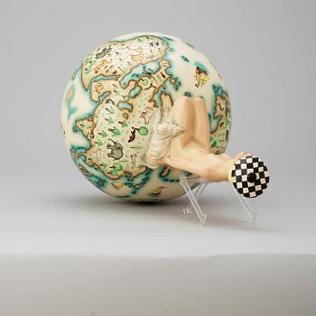 A Mario Sturani (decoration) & Helen König Scavini (form) 'Sul Mondo' glazed earthenware figure, Lenci, Italy 1930's.