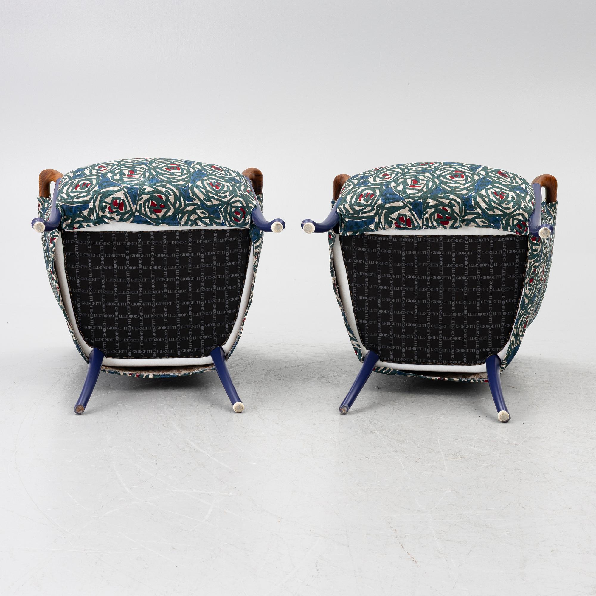 Umberto Asnago, armchairs, a pair, “Progetti”, Giorgetti, 2000s.
