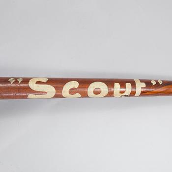 A 20th century wood pogo stick.