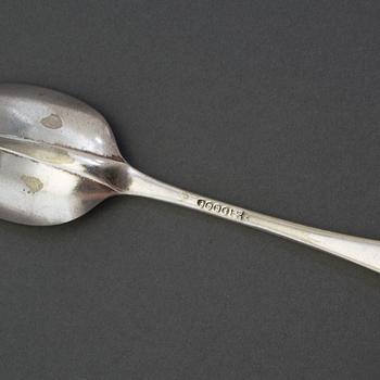 4 + 13 18th and 19th century silver spoons.