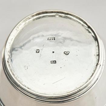 A Swedish 19th century double beaker, silver, marks of Peter Holmberg, Örebro 1854.