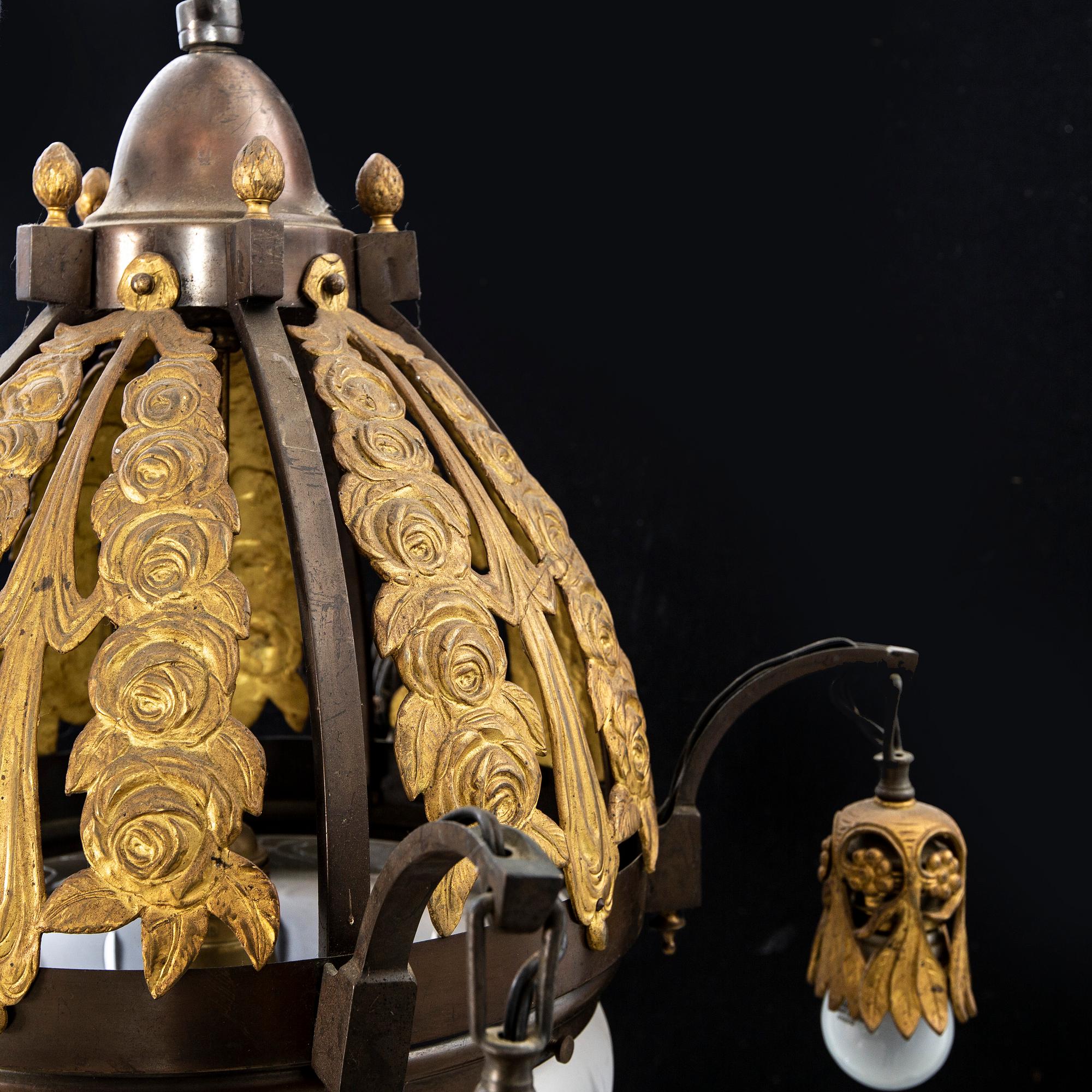 Chandelier / Ceiling lamp, Art Nouveau, early 20th century.