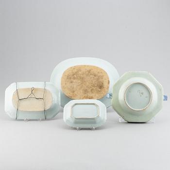 A set of four blue and white dishes, Qing dynasty, Qianlong (1736-95).
