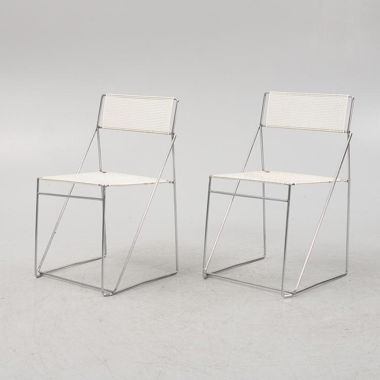 Nils Jörgen Haugesen, a pair of 'X-Line' chairs, Hybodan, Denmark, the model designed in 1977.