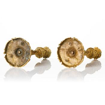 A pair of gilt-bronze rococo-revival candlesticks, later part 19th century.