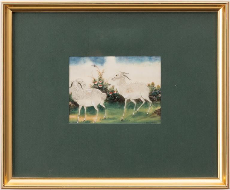 Okänd konstnär, akvarell på rispapper. Kina, Qingdynastin, 17/1800-tal.