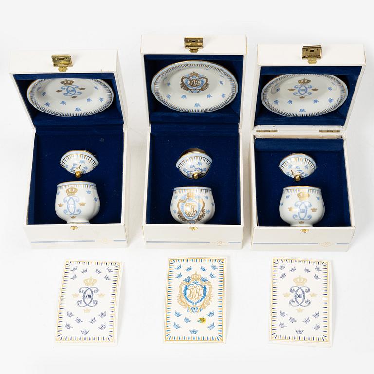 Eleven porcelain custard cups with covers and saucers, Rörstrand, Sweden, second half of the 20th century.