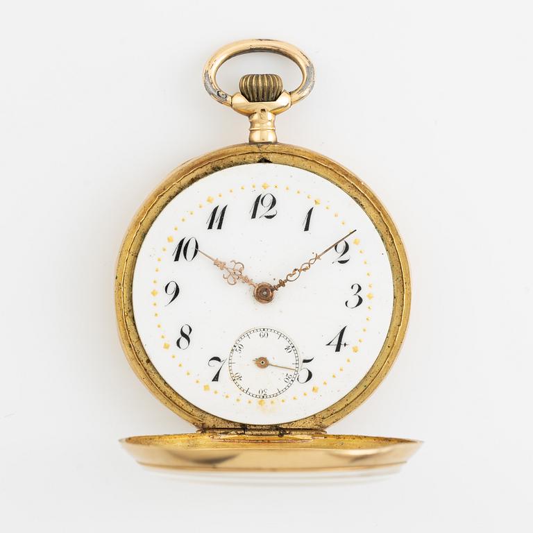 Pocket watch, 18K gold, 33,5 mm.
