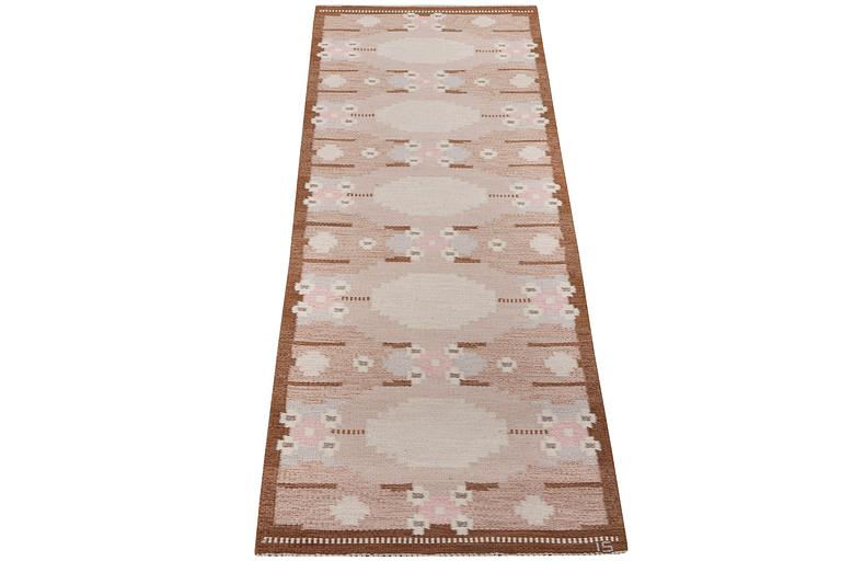 Ingegerd Silow, a flat weave runner carpet, signed IS, c. 262 x 82 cm.