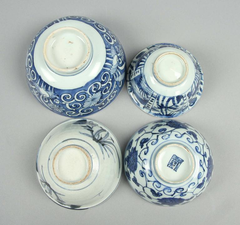 SKÅLAR, 4 st, porslin, Ming-dynastin.