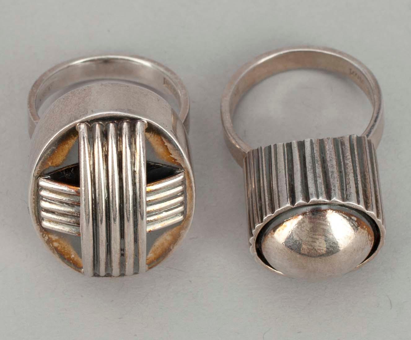 RINGAR, 2 st, sterling silver, E. Granit & Co. Helsingfors 1967. Tot. vikt 18,8 gr.