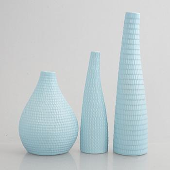 Stig Lindberg, a set of five stoneware "Reptile" vases & bowls, Gustavsberg, 1953-63.