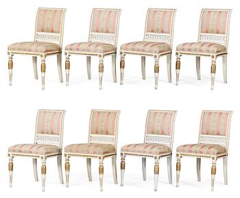 536. Eight late Gustavian circa 1800 chairs.