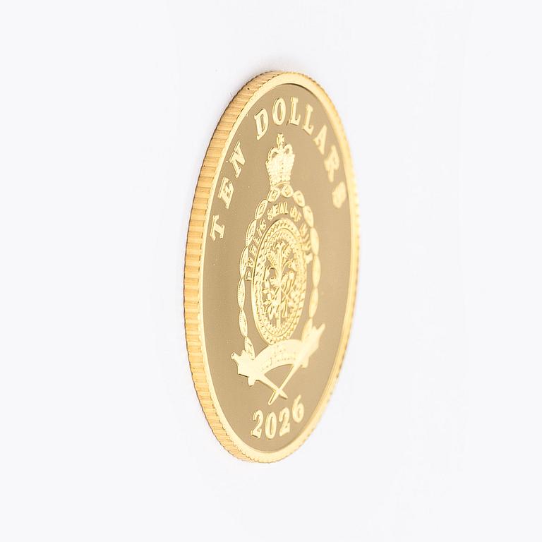 Coin, Ten dollars, Beijing to Milan, 2026, gold 99,9%.