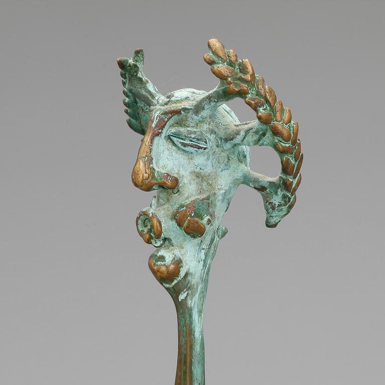 SKULPTUR, 2 st, brons, okänd konstnär, signerad o daterad 2000 resp 99.