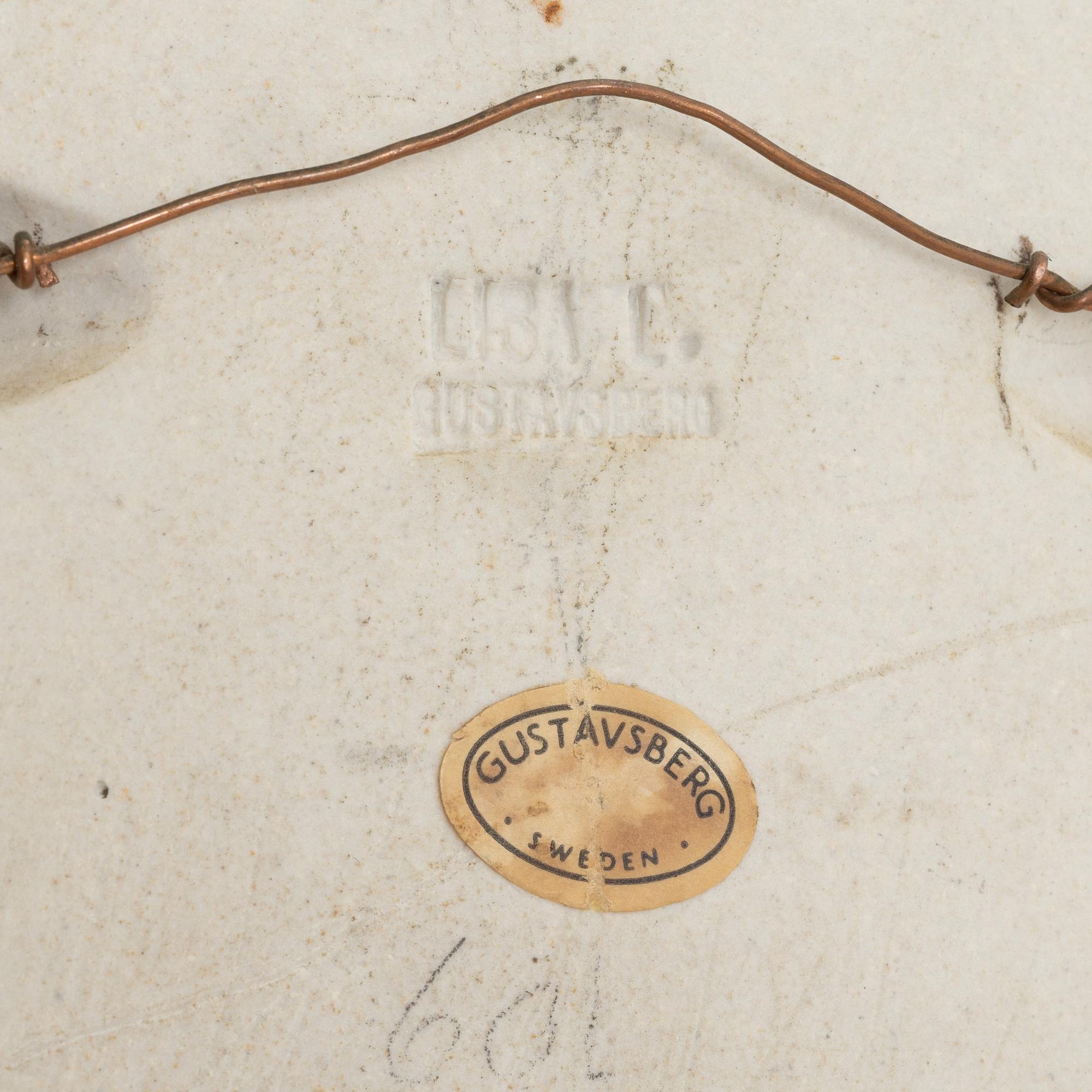 Lisa Larson, väggreliefer, 3 st, stengods, Gustavsberg.