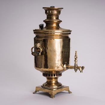 SAMOVAR, mässing, fabriken Gornin, Tula, Ryssland 1900-talets början.