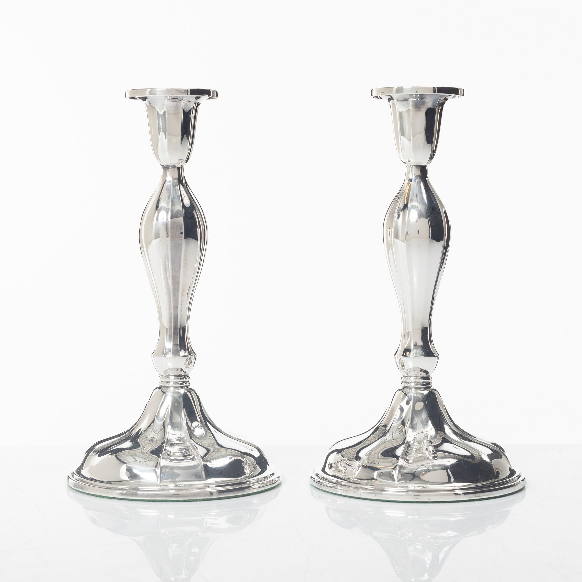 Thorvald Marthinsen, ljusstakar, ett par, silver, Tönsberg, Norge 1900-tal.