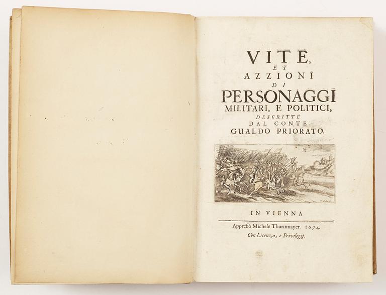 BOK, "Vite et azzioni di personaggi militari e politici" av Gualdo Priorato Galeazzo, Wien 1674.
