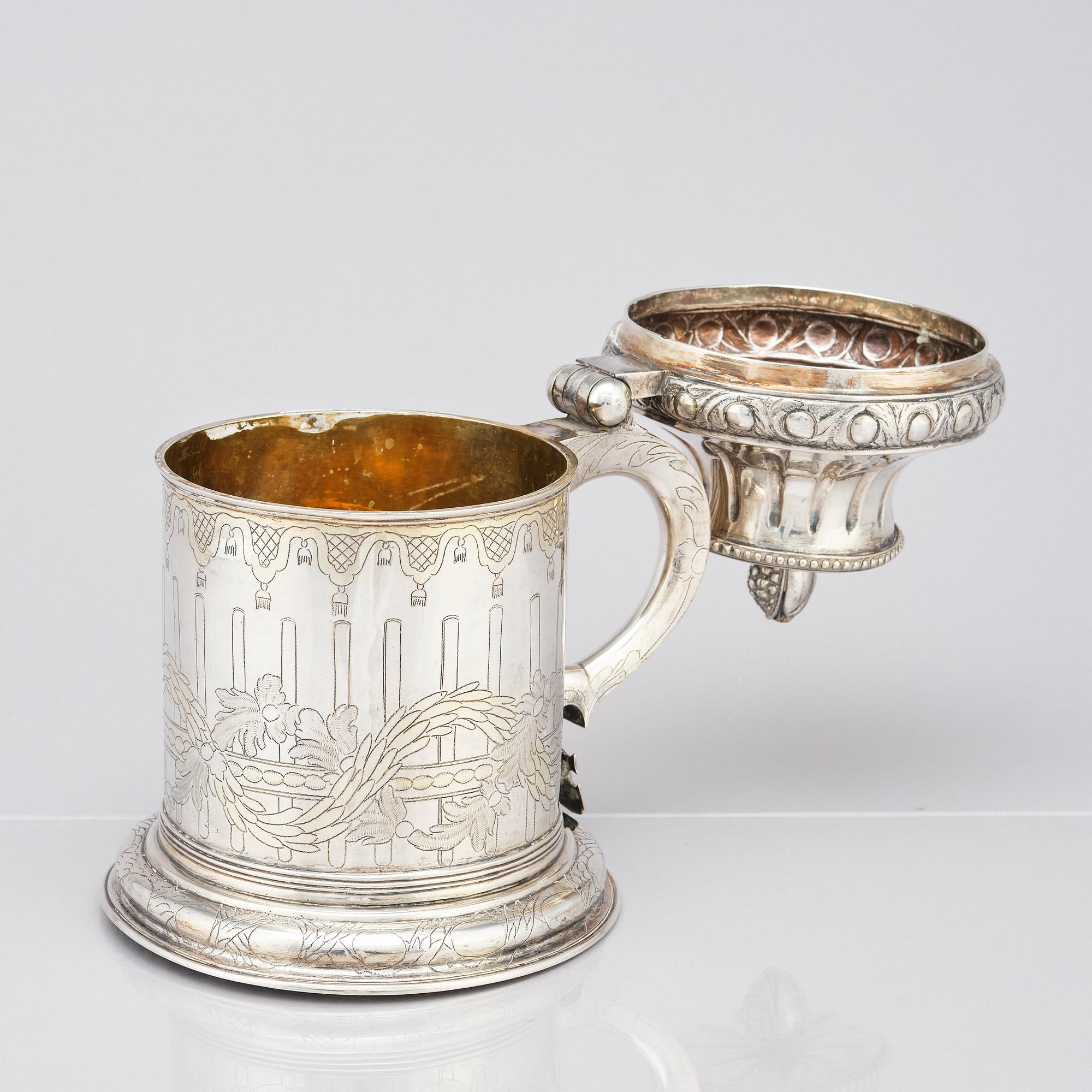 A Swedish 18th century silver tankard, possibly mark of Erik Löfgren (Umeå 1786-1796), 1786.