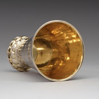 A Swedish 18th century parcel-gilt beaker, marks of Christopher Bauman, Hudiksvall 1777.