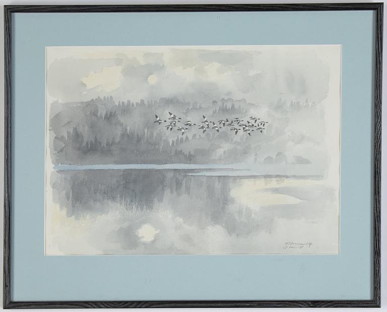 Gunnar Brusewitz, watercolour, signed and dated 1988.