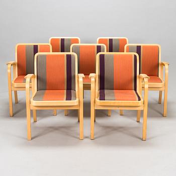 Alvar Aalto, karmstolar, 7 st, modell E45, Artek, 1900-talets slut.