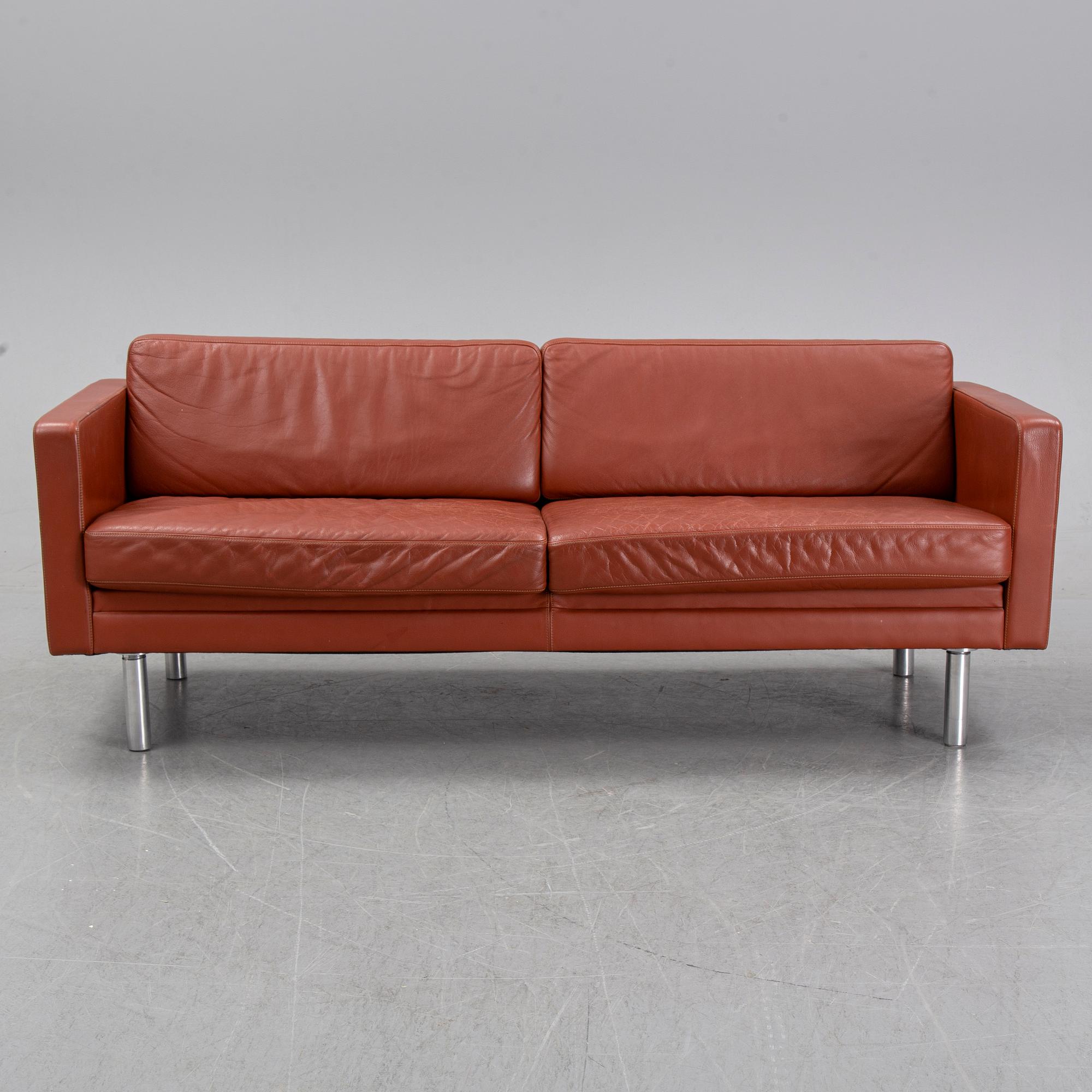 A leather sofa, JOC Vetlanda, second half of the 20th century.