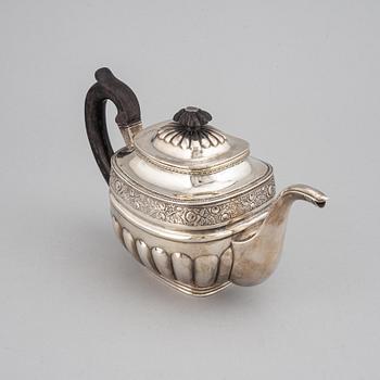 A Russian 19th century parcel-gilt silver tea-pot, mark of Anton Christian Iwersen, St. Petersburg 1828.
